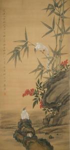 YING ZHU 1796-1850,Bambus, Gartenfelsen und Vogelpaar,Nagel DE 2017-12-06
