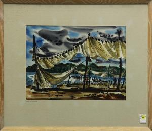 YIP Richard 1919-1981,Lake Fishermen,1951,Clars Auction Gallery US 2014-03-15