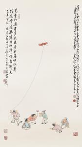 YONGCHEN WEN 1922-1995,Children Flying Kites Scroll,1979,Christie's GB 2023-08-29