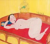 YONGKAI HU 1945,Reclining nude on a Daybed,Stahl DE 2014-03-01