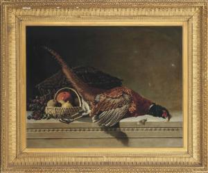 YORKE Eliot Thomas,Pheasant, grapes, apple and lemon on a stone ledge,1878,Christie's 2012-11-06