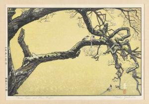 YOSHIDA Toshi 1911-1995,Jûzukake no Ume - Plum Trees and Blue Magpie,Schuler CH 2018-03-21