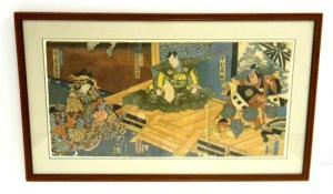 YOSHIIKU Utagawa 1833-1904,kabuki scene with three actors,Winter Associates US 2013-04-15