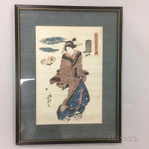 YOSHITORA Utagawa 1830-1880,A courtesan with floral branch,Skinner US 2017-11-17
