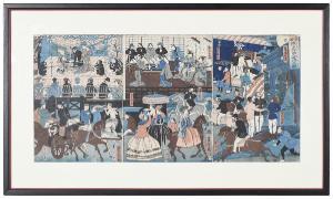 YOSHITORA Utagawa 1830-1880,Foreigners Making Merry,Brunk Auctions US 2018-07-13