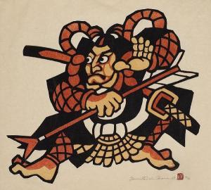 YOSHITOSHI Mori 1898-1992,A stencil of a Kabuki actor or warrior,Bonhams GB 2009-03-04