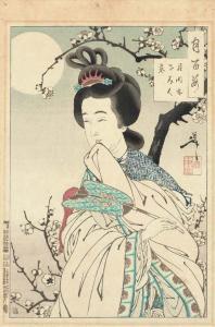 YOSHITOSHI Tsukioka Kinzaburo 1839-1892,Getsumei rinka bijin majiru (In the moonlight un,Christie's 2002-03-06
