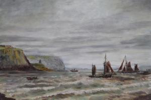 YOUNG F.W,Ships on stormy seas with cliffs in the background,Golding Young & Mawer 2019-01-03