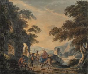 YOUNG J,Figures in landscape,19th century,Mallams GB 2018-06-07