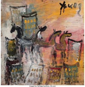 YOUNG Purvis 1943-2010,Cityscape with Horses,Heritage US 2024-03-13