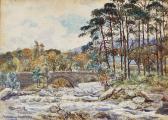YOUNG William B 1845-1916,River landscape with arched stone bridge,1890,Mallams GB 2014-07-11