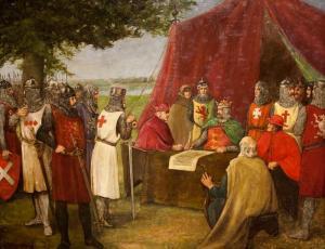 YOUNG William Drummond 1855-1924,KING JOHN SIGNING THE MAGNA CARTA,1915,McTear's GB 2013-08-01