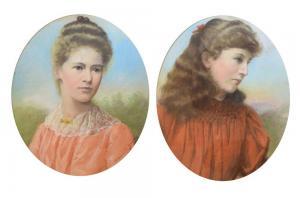 YOUNG William Drummond,Ladies in pink dress and red dress,1889,Clevedon Salerooms 2020-12-10