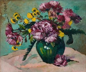 YULIANG PAN 1895-1977,Bouquet de chrysanthèmes roses,1944,Sotheby's GB 2022-10-07