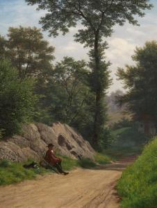 ZÜND Robert 1827-1909,Walker by the wayside,Galerie Koller CH 2023-12-01