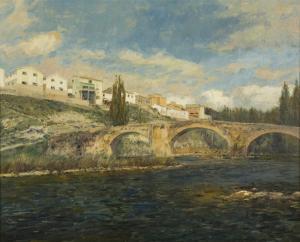 zabaleta 1900-1900,Río con puente medieval,Subasta Gran Via De Bilbao ES 2008-12-16