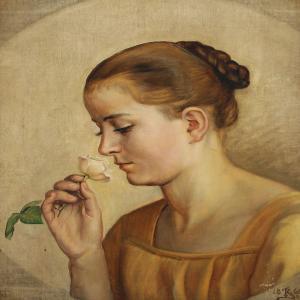 ZAHRTMANN Kristian 1843-1917,En ung pige dufter til en rose,Bruun Rasmussen DK 2013-06-03