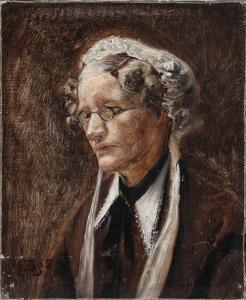 ZAHRTMANN Kristian,Portrait of a woman wearing a white bonnet,1868,Bruun Rasmussen 2024-01-01