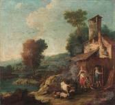 ZAIS Giuseppe 1709-1784,Paesaggio fluviale con torrione, tempietto e carov,Finarte IT 2006-10-26