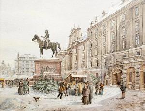 ZAJICEK Karl Wenzel 1860-1923,A Christmas market in Am Hof Vienna,1908,Bonhams GB 2009-01-13