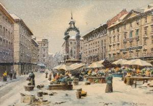 ZAJICEK Karl Wenzel 1860-1923,Winter in Vienna, Hoher Markt,im Kinsky Auktionshaus AT 2018-04-24