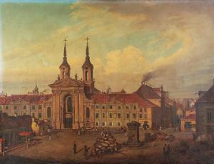 ZALESKI Marcin 1796-1877,Plac Krasińskich z kościołem Pijarów,1830,Rempex PL 2011-12-14