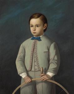 Zaleski S 1840-1880,A portrait of a young boy with his toyhoop,1864,Bonhams GB 2008-10-21