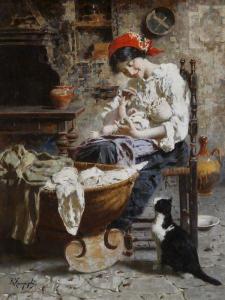 ZAMPIGHI Eugenio 1859-1944,Baby's Meal,Dallas Auction US 2015-11-04