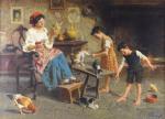 ZAMPIGHI Eugenio,The Mother and two Children Playing with Cats,Winter Associates 2023-02-20