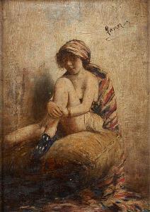 ZANAZIO Giuseppe 1855-1924,Jeune fille au coussin,Horta BE 2020-02-17