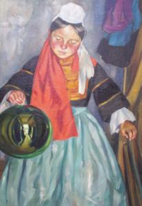 ZANON 1943,Breton girl seated full-length in an interior hold,Rosebery's GB 2006-05-09