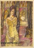 ZARDINSCH Adolfs 1890-1972,Lady in Ghotic room,1941,Antonija LV 2009-05-29