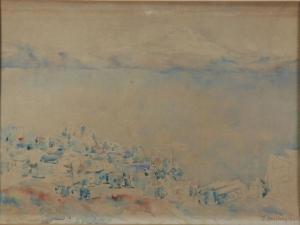 ZARITSKY Yossef,LANDSCAPE WITH MOUNTAINS AND A VILLAGE IN THE FORE,1924,William Doyle 2006-05-23