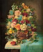 ZATZKA Hans 1859-1945,A Large Bouquet of Flowers with Roses and Butterfl,Palais Dorotheum 2022-02-22