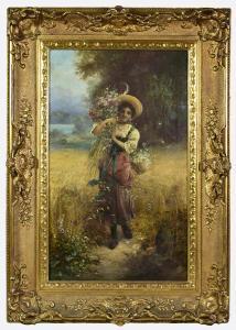 ZATZKA Hans 1859-1945,Dziewczyna z naręczem kwiatów,Rempex PL 2023-12-13