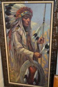 ZAVALETA Severo Enrique,Portrait of a North American Indian wea,Lawrences of Bletchingley 2017-01-31