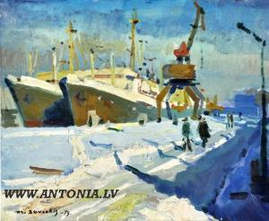 ZAVICKIS Matiss 1911-1988,Sketch for the painting, "Ships in the winter",1979,Antonija LV 2010-09-25