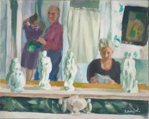 ZAWADO Jean 1891-1982,Interior View with Figures and Self-Portrait,Skinner US 2023-11-02