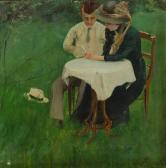 ZDENEK Novotny 1901-1974,Young Couple in a Garden,Palais Dorotheum AT 2014-09-20