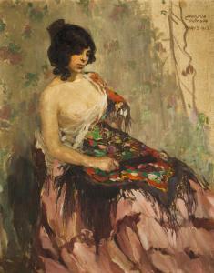 ZDENKA Vorlova Vlckova 1872-1954,Girl with a Fan,Palais Dorotheum AT 2013-09-21