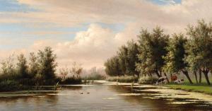ZEEUW VAN DEN LAAN Jan 1832-1892,Landscape with cows by the water,Glerum NL 2010-05-17