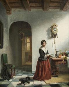 ZEITZ Johann Christian G 1827-1914,With the dog in the living room,Peter Karbstein DE 2013-03-16