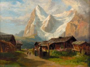ZELGER Jakob Joseph 1812-1885,Dorfidylle in den Alpen.,Dobiaschofsky CH 2006-05-01