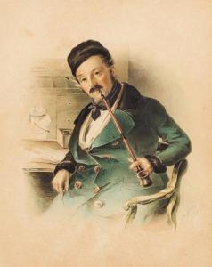 ZELLER Friedrich,PORTRAIT OF A GENTLEMAN SMOKING A PIPE,1847,im Kinsky Auktionshaus 2023-06-20
