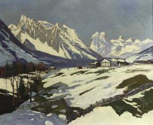 ZELLER Joseph 1873-1948,Untitled (Snowy Mountain Village),Clars Auction Gallery US 2020-08-09