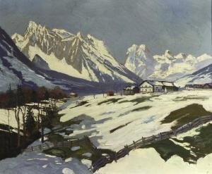 ZELLER Joseph 1873-1948,Untitled (Snowy Mountain Village),Clars Auction Gallery US 2020-09-13