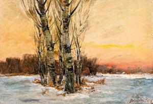 ZELLER Mihaly 1859-1915,Snowy landscape at twilight,Nagyhazi galeria HU 2020-12-01