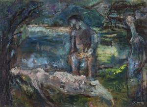 ZEMPLENYI Magda 1899-1966,Waterside Landscape With Figures,Pinter HU 2024-02-28