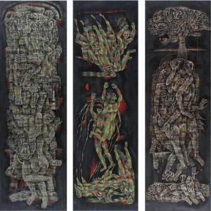 ZENG XIAOFENG B 1952,NIGHT, NO. 1, 2, 3 (THREE PANELS),1988,Sotheby's GB 2007-09-20