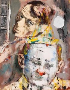 ZERBE Karl 1903-1972,Self Portrait with Clown,1945,William Doyle US 2023-09-12